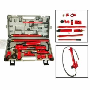 10 TON PORTA POWER HYDRAULIC JACK BODY FRAME REPAIR SET TOOLS RED