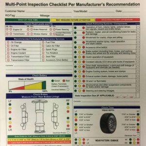 Multi-Point Inspection Forms 7291, 1,000 Qty. (W15)