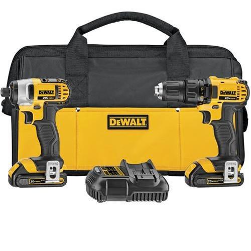Factory Reconditioned DEWALT 20V MAX 1.5 Ah Cordless Lithium-Ion 1/2 in. Compact Drill Driver and Impact Driver Combo Kit - DCK280C2R
