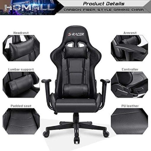 Homall Gaming Chair Office Chair High Back Computer Chair PU Leather Desk Chair PC Racing Executive Ergonomic Adjustable Swivel Task Chair - Image 2