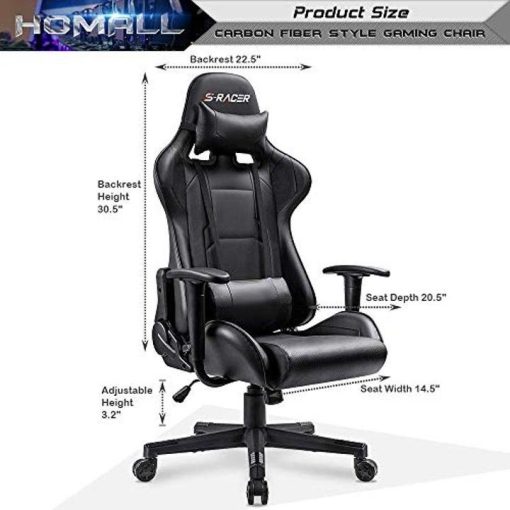 Homall Gaming Chair Office Chair High Back Computer Chair PU Leather Desk Chair PC Racing Executive Ergonomic Adjustable Swivel Task Chair - Image 3