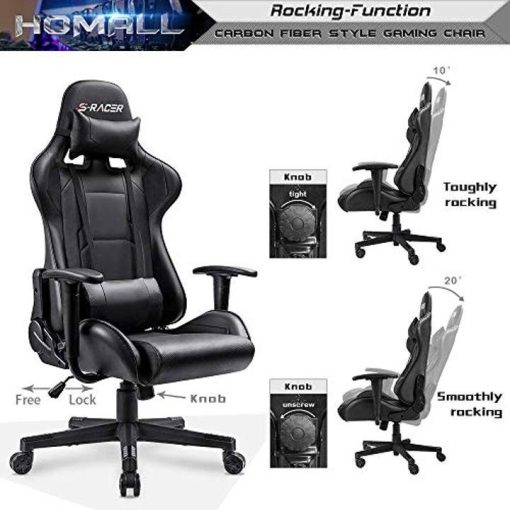 Homall Gaming Chair Office Chair High Back Computer Chair PU Leather Desk Chair PC Racing Executive Ergonomic Adjustable Swivel Task Chair - Image 4