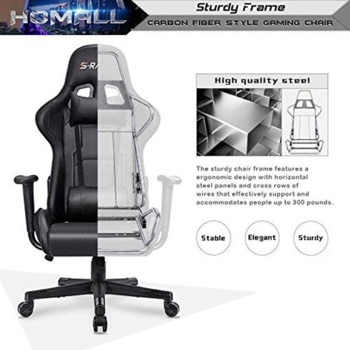 Homall Gaming Chair Office Chair High Back Computer Chair PU Leather Desk Chair PC Racing Executive Ergonomic Adjustable Swivel Task Chair - Image 7