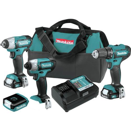 Makita 12V max CXT 1.5 Ah Lithium-Ion 4-Piece Combo Kit - CT411