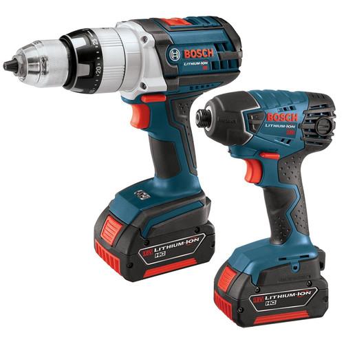 Factory Reconditioned Bosch 18V Lithium-Ion 1/2 in. Hammer Drill and Impact Driver Combo Kit - CLPK221-181-RT