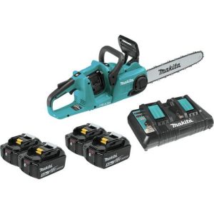 Makita 18V X2 (36V) LXT Lithium-Ion Brushless Cordless 14-in Chain Saw Kit with 4 Batteries (5.0Ah) - XCU03PT1