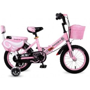 Kids Bike BMX Bike for Kids Boys Girls Bicycle Foldable Child Bicycle Carbon Steel Frame Toddler Training Bike for 2-9 Years Old in Size 12” 14” 16” 18” (Color : Pink, Size : 18inch)