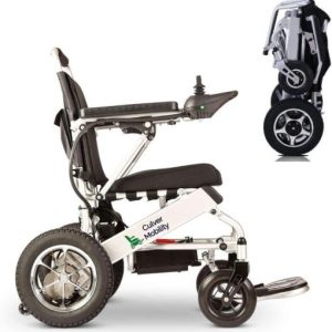 Culver Mobility Electric Power Wheelchair Scooter Fold Lightweight Folding Safe Electric Wheelchair Motorized FDA Approved Aviation Travel (Free Wheelchair RAMP Gift) (Silver-17.5 inc)