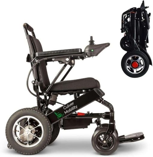 Culver Mobility Electric Power Wheelchair Scooter Fold Lightweight Folding Safe Electric Wheelchair Motorized FDA Approved Aviation Travel (Free Wheelchair RAMP Gift) (Silver-17.5 inc) - Image 4