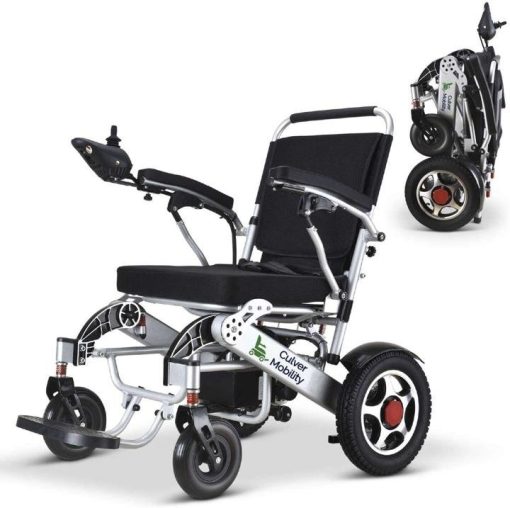 Culver Mobility Electric Power Wheelchair Scooter Fold Lightweight Folding Safe Electric Wheelchair Motorized FDA Approved Aviation Travel (Free Wheelchair RAMP Gift) (Silver-17.5 inc) - Image 6