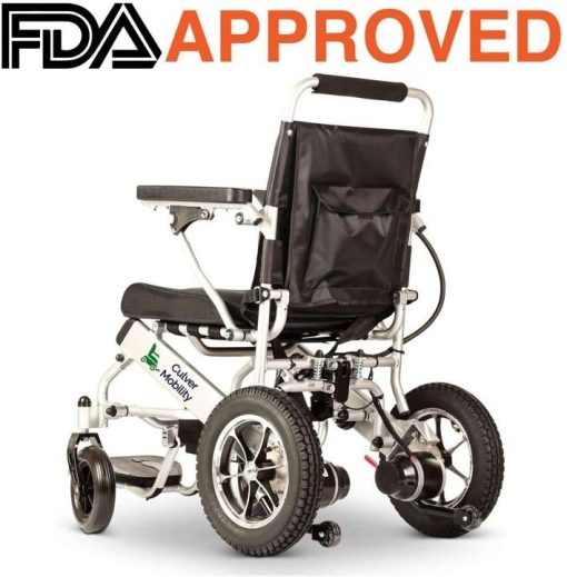 Culver Mobility Electric Power Wheelchair Scooter Fold Lightweight Folding Safe Electric Wheelchair Motorized FDA Approved Aviation Travel (Free Wheelchair RAMP Gift) (Silver-17.5 inc) - Image 9
