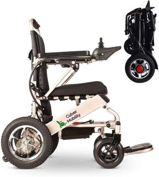 Culver Mobility Electric Power Wheelchair Scooter Fold Lightweight Folding Safe Electric Wheelchair Motorized FDA Approved Aviation Travel (Free Wheelchair RAMP Gift) (Silver-17.5 inc) - Image 10