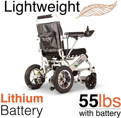 Culver Mobility Electric Power Wheelchair Scooter Fold Lightweight Folding Safe Electric Wheelchair Motorized FDA Approved Aviation Travel (Free Wheelchair RAMP Gift) (Silver-17.5 inc) - Image 11