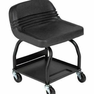Black Padded Shop Seat Garage High Back Stool Work Mechanic Tool Storage Tray