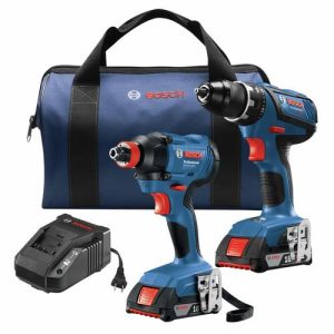 Bosch 18V 2-Tool Kit with 1-2 In. Compact Tough Drill-Driver, 1-4 In and 1-2 In. Two-In-One Bit-Socket Impact Driver and (2) 2.0 Ah Batteries - GXL18V-232B22