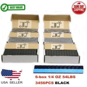 6 BOX 1/4 OZ BLACK WHEEL WEIGHTS STICK-ON ADHESIVE TAPE 54 LBS LEAD-FREE