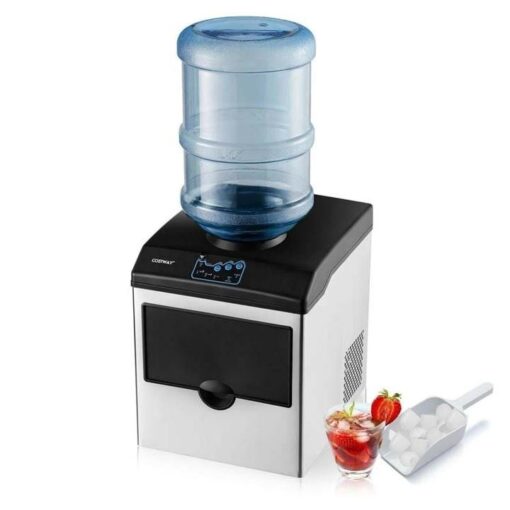 48LBS/24H 2-in-1 Stainless Steel Countertop Ice Maker Machine with Chilled Water Dispenser & 5LBS Ice Storage Basket - Image 4