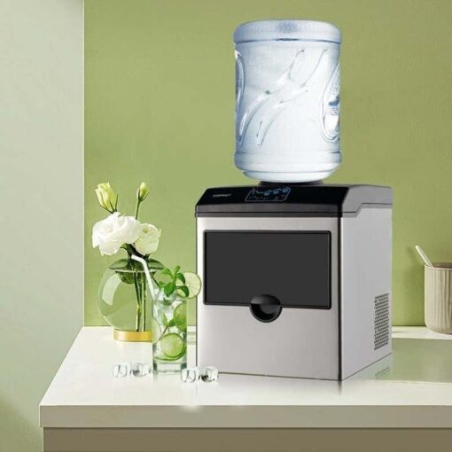 48LBS/24H 2-in-1 Stainless Steel Countertop Ice Maker Machine with Chilled Water Dispenser & 5LBS Ice Storage Basket - Image 3