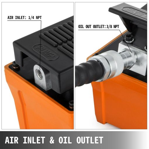 VEVOR Air Hydraulic Foot Pump with Hose and Coupler 10000 PSI 1/2 gal Post - Image 2