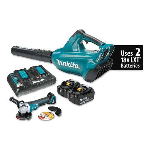 Makita 18V X2 LXT 5.0 Ah Cordless Lithium-Ion Blower Kit and Angle Grinder Combo Kit - XBU02PTX1