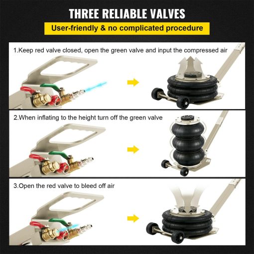 VEVOR Triple Air Bag Jack Pneumatic Jack 6600lbs Quick Lift 3T Heavy Duty White - Image 5