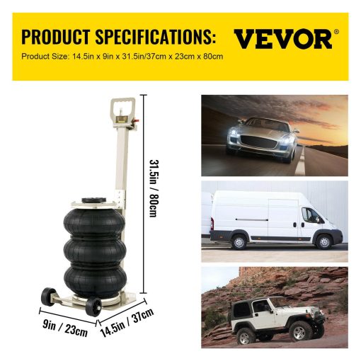 VEVOR Triple Air Bag Jack Pneumatic Jack 6600lbs Quick Lift 3T Heavy Duty White - Image 7