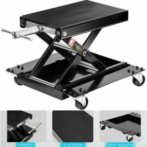 1100Lbs Steel Wide Deck Motorcycle Lift ATV Scissor Lift Jack w Dolly Hand Crank