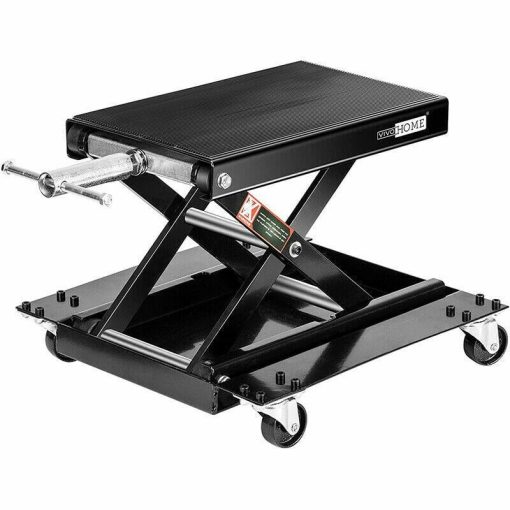 1100Lbs Steel Wide Deck Motorcycle Lift ATV Scissor Lift Jack w Dolly Hand Crank - Image 9