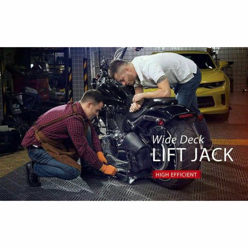 1100Lbs Steel Wide Deck Motorcycle Lift ATV Scissor Lift Jack w Dolly Hand Crank - Image 10