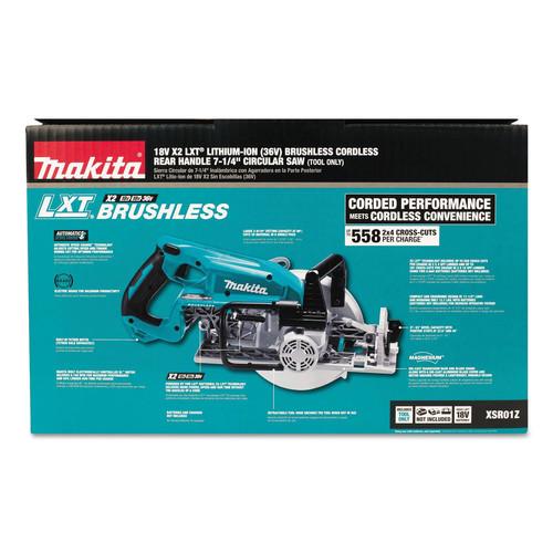 Makita 18V X2 LXT Cordless Lithium-Ion Brushless 7-1/4 in. Rear Handle Circular Saw (Tool Only) - XSR01Z - Image 2