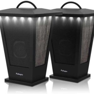 Bluetooth Speakers Waterproof, Pohopa 2 Packs True Wireless Stereo Sound 20W Speakers Dual Pairing Lantern Indoor Outdoor Speakers with 20 Piece LED Lights, Rich Bass, Pinao Black