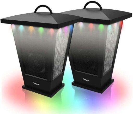 Bluetooth Speakers Waterproof, Pohopa 2 Packs True Wireless Stereo Sound 20W Speakers Dual Pairing Lantern Indoor Outdoor Speakers with 20 Piece LED Lights, Rich Bass, Pinao Black - Image 2