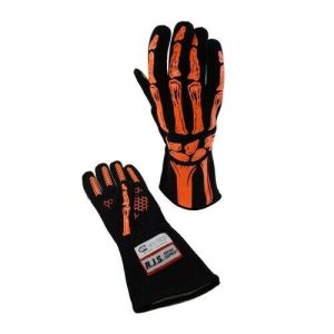 RJS Safety 600090155 Driving Gloves Skeleton Double Layer Black/Orange X-Large