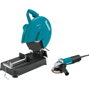 Makita 14 in. Cut-Off Saw with 4-1/2 in. Paddle Switch Angle Grinder - LW1401X2