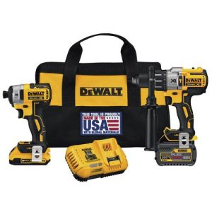 Factory Reconditioned DEWALT 20V MAX FlexVolt Cordless Lithium-Ion Hammer Drill and Impact Driver Combo Kit with 2 Batteries - DCK299D1T1R
