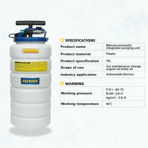 15 Liter Oil Fluid Changer Pneumatic Manual Vacuum Extractor Pump Transfer Tool - Image 3