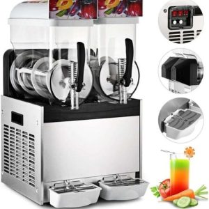 Commercial Slushy Machine110V 30L Frozen Drink Machine 600W Commercial Slushy Maker for Supermarkets Cafes Restaurants Snack Bars 15Lx2Tank