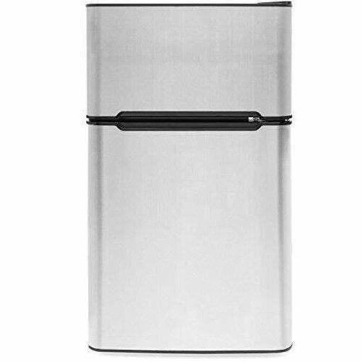 3.2 Cu. Ft. Stainless Steel Double Doors Compact Mini Refrigerator Internal Freezer Compartment Cooler Fridge Perfect For Home Kitchen Hotel Office Dorm Wet Bars Adjustable Temperature Mechanism - Image 5