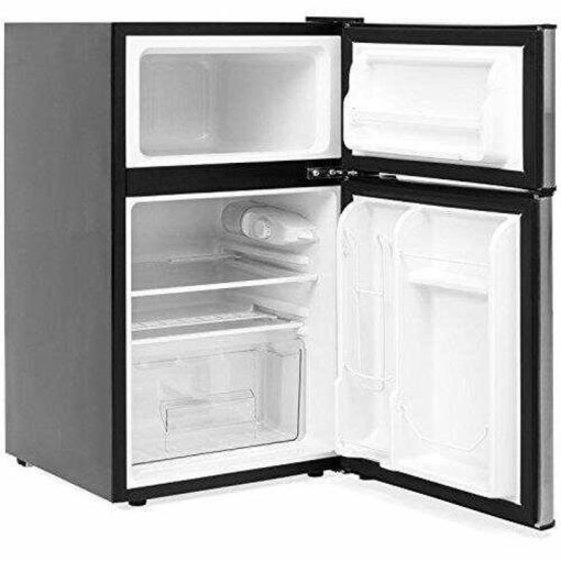 3.2 Cu. Ft. Stainless Steel Double Doors Compact Mini Refrigerator Internal Freezer Compartment Cooler Fridge Perfect For Home Kitchen Hotel Office Dorm Wet Bars Adjustable Temperature Mechanism - Image 6