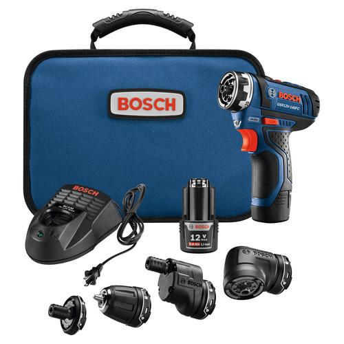 Bosch 12V Max Lithium-Ion FlexiClick 5-in-1 1/4 in. Cordless Drill Driver System Kit (2 Ah) - GSR12V-140FCB22