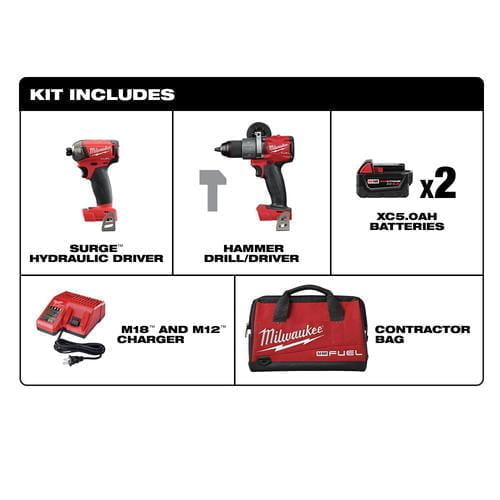 Milwaukee 2999-22 M18 FUEL 2-Tool Hammer Drill & SURGE Hydraulic Driver Combo Kit - Image 4