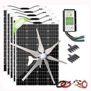 600W Flexible Solar Panel + 400W Wind Turbine Generator + Hybrid Charge Controller,1000 Watts 12V Wind Solar Kit for Home Off Grid System