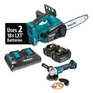 Makita 18V X2 (36V) LXT 5.0 Ah Cordless Lithium-Ion Chain Saw and Angle Grinder Combo Kit - XCU02PTX1