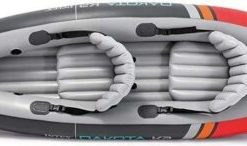 68310VM Dakota K2 2-Person Heavy-Duty Vinyl Inflatable Kayak with 86-Inch Oars and Air Pump, Gray & Red - Image 3
