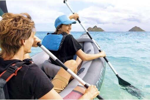 68310VM Dakota K2 2-Person Heavy-Duty Vinyl Inflatable Kayak with 86-Inch Oars and Air Pump, Gray & Red - Image 5