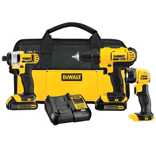 Factory Reconditioned DEWALT 20V MAX Cordless Lithium-Ion 3-Tool Combo Kit - DCK340C2R