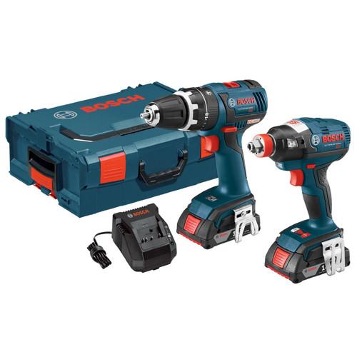 Factory Reconditioned Bosch Compact Tough 18V Cordless Lithium-Ion Brushless Hammer Drill & Impact Driver Combo Kit - CLPK250-181L-RT