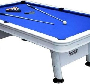 Alpine 8-ft Outdoor Pool Table with Aluminum Frame and Waterproof, UV-Resistant Felt – Includes Accessories, White