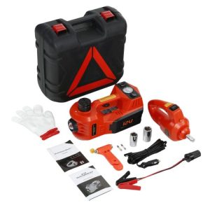 Electric 12V Car Jack 5 Ton Floor Jack Lift with Impact Wrench &Tire Inflator Pump