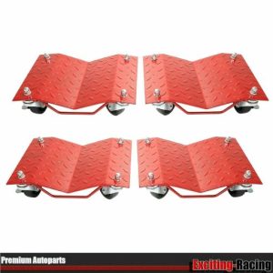 4 Piece 6000lbs Car Dolly Tire Wheel Dollies Dolly Vehicle Car Auto RED